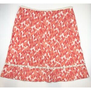 Sigrid Olson Silk Blend Orange Salmon Pink Colorful Skirt Office Work, Size 18W
